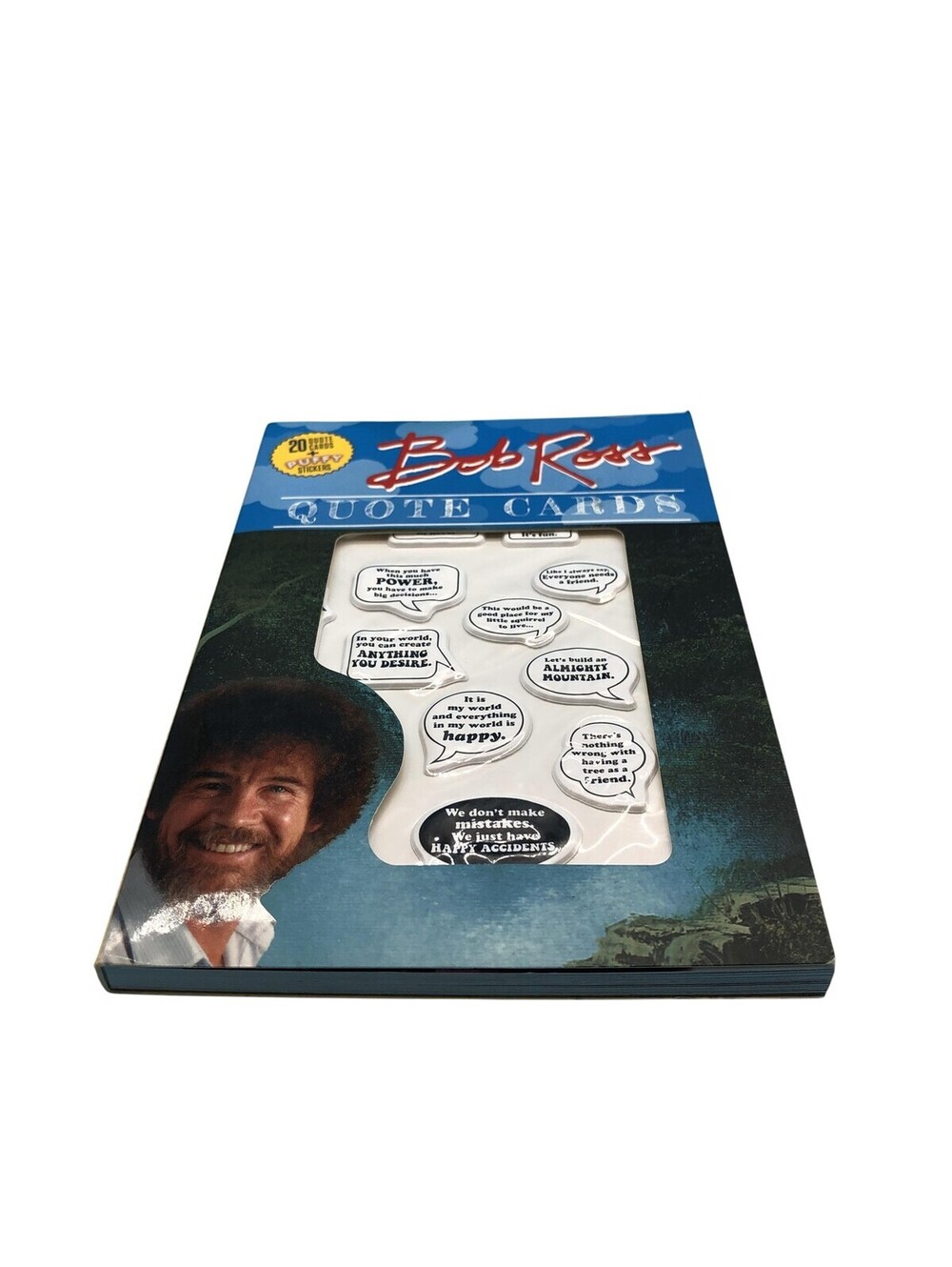 Bob Ross Quote Cards Greeting Card Book Multicolor 20 Postcards Puffy Stickers